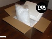 Kartondoboz EPS betéttel bélelt és polisztirolgyöngy térkitöltővel